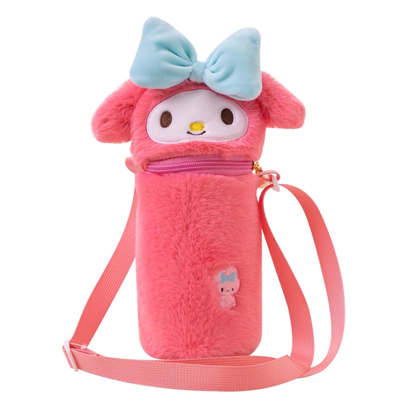 Japanese Style Cute Sanrio Kulomi Cartoon Fluffy Bag Kettle Bag Crossbody Cup Cover Thermos Cup Protective Cover for Women