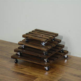 Flower pot tray pulley base mobile universal wheel wooden flower bracket pulley chassis