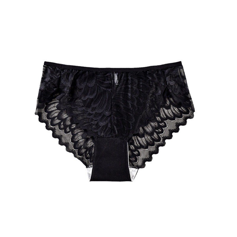 Large Size Women's Underwear Sexy Lace Fat MM Cotton Crotch Mid-Waist Underwear Hip Briefs Large Size Cross-Border Explosions