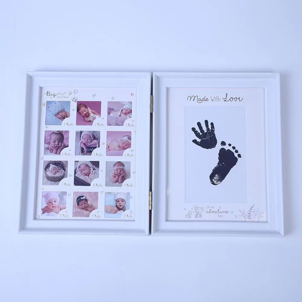 wish AliExpress Book Style Baby One Year Old Children 12 Months Growing Handprint Footprint Photo Frame Wedding Shadow