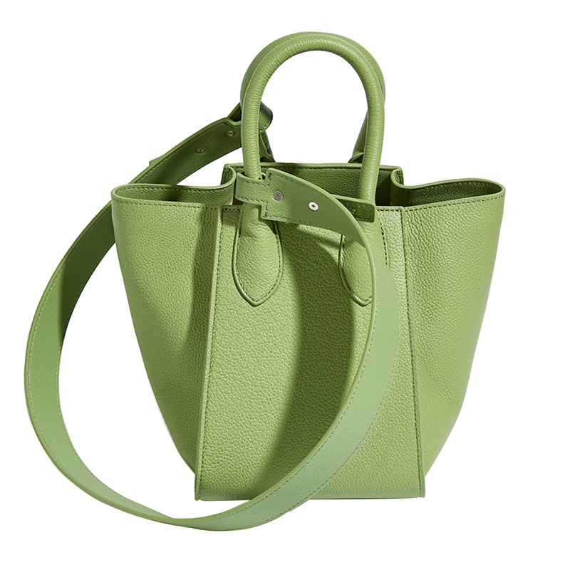 Bucket Bag 2023 Autumn and Winter New Genuine Leather Women's Bag Wings Bag Niche Exquisite Portable Shoulder Crossbody Vegetable Basket Bag