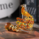 1; Golden White Drilled Bird 4ml; Glass Metal