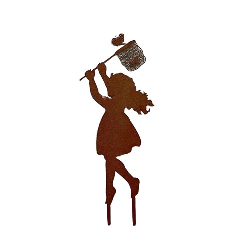 Cross-border metal silhouette little boy little girl farmer farmhouse art plug-in ornaments decoration manufacturers supply