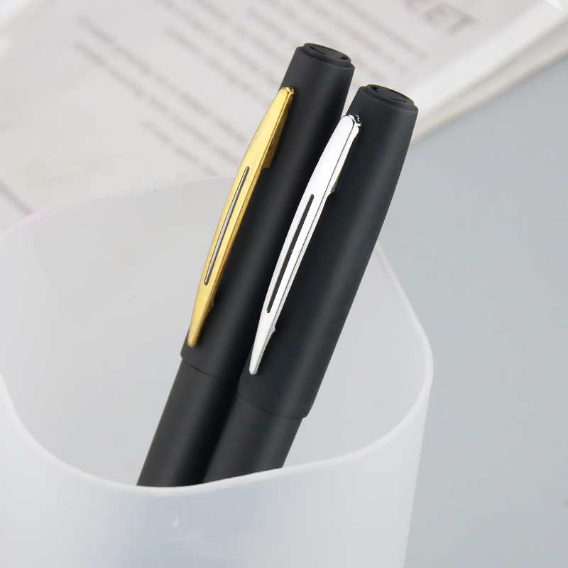 Gel pen printing logo advertising pen lettering black spray glue metal pen clip sign pen exhibition promotional gift pen