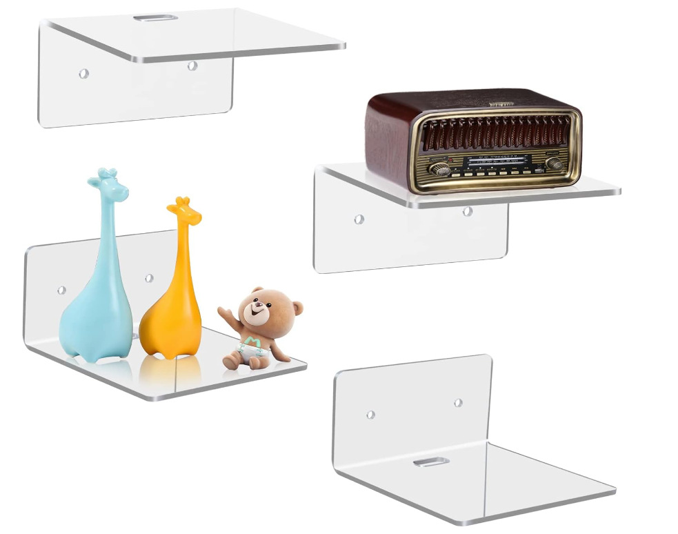 Transparent 4-pack small wall shelf acrylic wall shelf display shelf for storage and decoration small floating shelf shelf