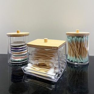 Square Transparent Plastic Cotton Stick Box with Lid Dustproof Cotton Swab Plastic Box Leaky Cotton Swab Acrylic Storage Box