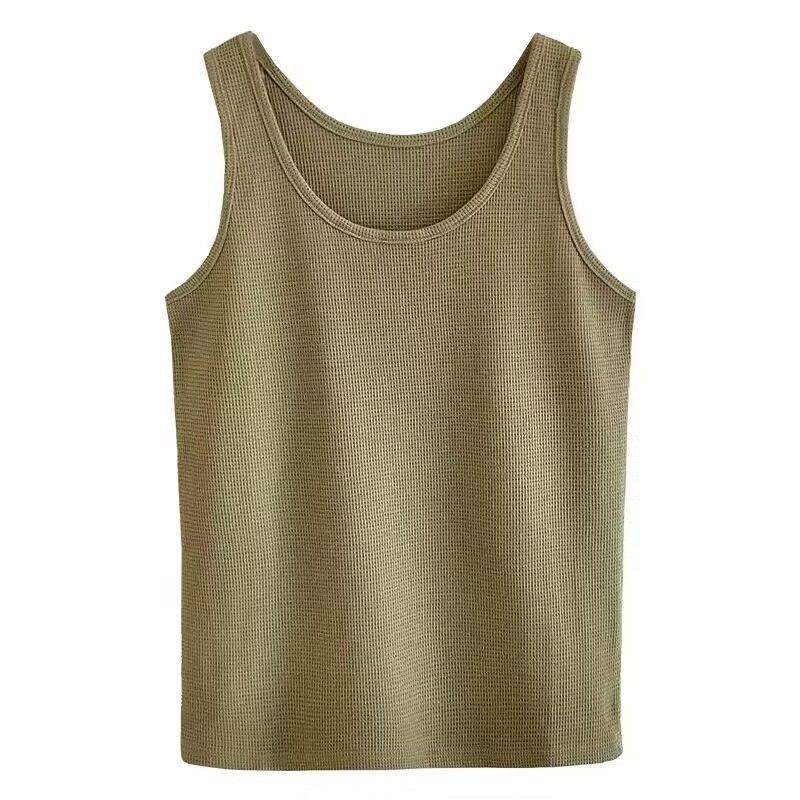 [Factory Outlet] Camisole Women's Summer Waffle Loose Top Slim Sleeveless Base Shirt T-shirt