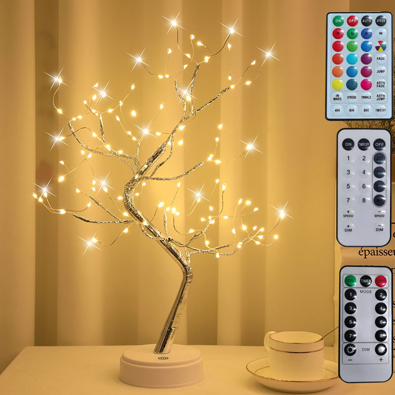 New RGB remote control small tree lights Amazon Christmas lights led copper rice tree lights starry night lights string