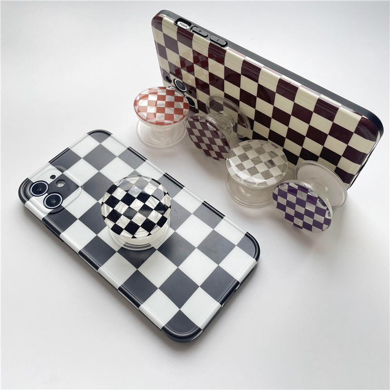 Cross-border foreign trade chessboard glue drop solid color transparent airbag bracket lazy retractable desktop mobile phone bracket DIY