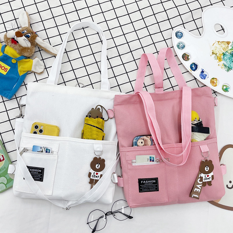 Canvas Bag Women's Crossbody Canvas Bag Niche Tote Bag Instagram Style Shoulder Bag All-match Student Supplementary Classes Tote Bag