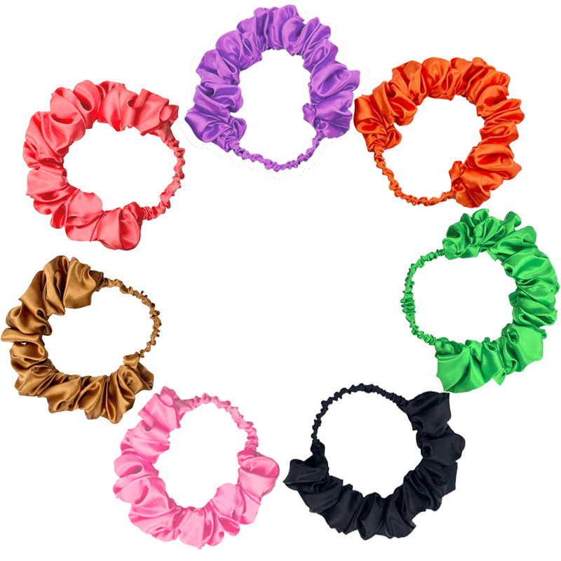 Hot new satin pleated elastic solid color wide-brimmed European and American hair band wholesale Amazon foreign trade 2023