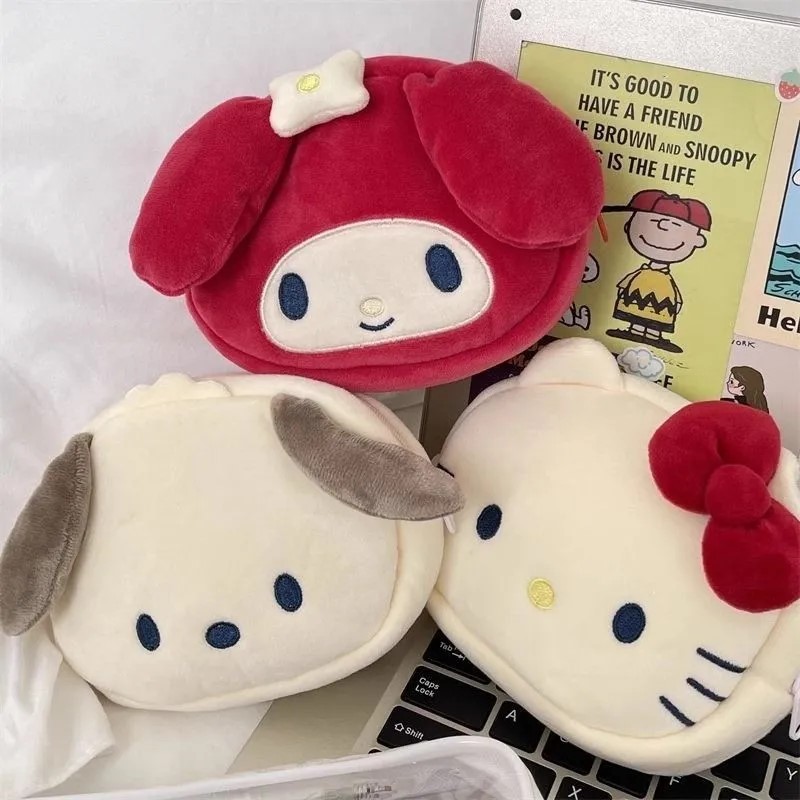 Cartoon cute Hello Kitty plush cosmetic bag change small wallet cartoon cute student ins girl storage bag