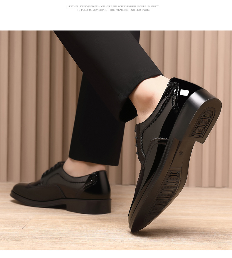 Spring New Bullock Carved Leather Shoes Patent Leather Gloss British Large Size Leather Shoes Studio Model Shoes for Groom Shoes_voghion.com