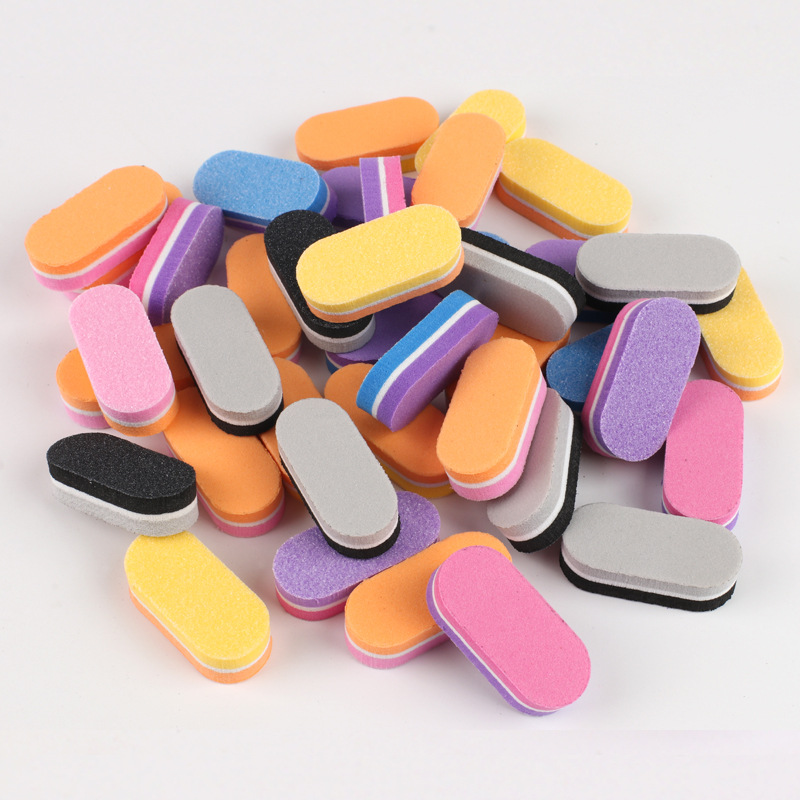 Cross-border supply mini oval small long sponge file double-sided polishing small sponge rub sand