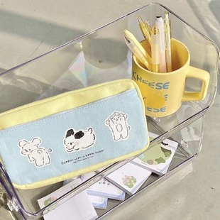High-looking cute puppy printing pencil case large capacity double zipper separated three-dimensional pencil case student Pencil Case