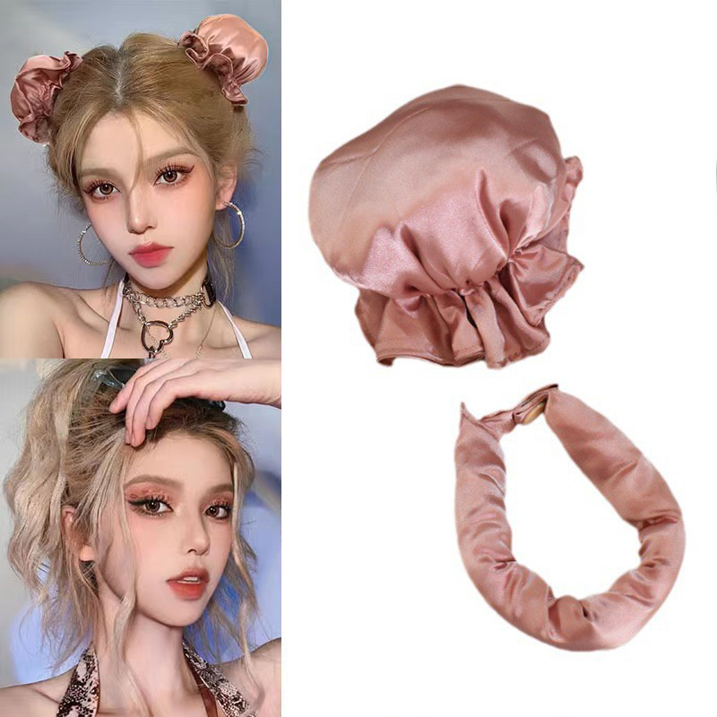 TikTok New No Heat Curling Iron BUN BONS Curling Cover Set Big Wave Sleep Lazy Curling Magic