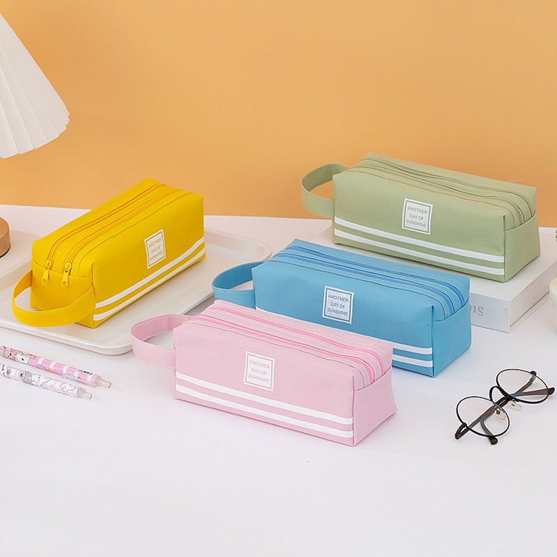 Large capacity pencil case wholesale high value portable stationery bag custom printed logo simple pencil case for primary and secondary school students
