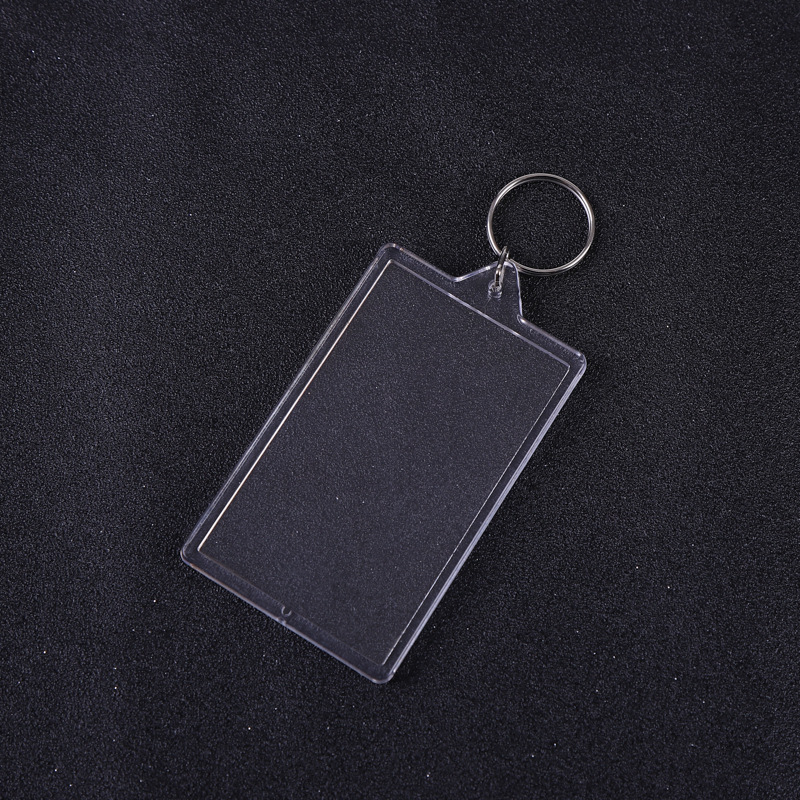 Factory spot wholesale large size transparent plastic keychain studio photo frame key ring pendant bottle opener
