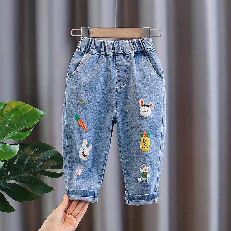 Girls' Pants Spring and Autumn Western Style 2024 New Fashion Small and Medium-sized Children's Pants Baby Children's Spring Jeans