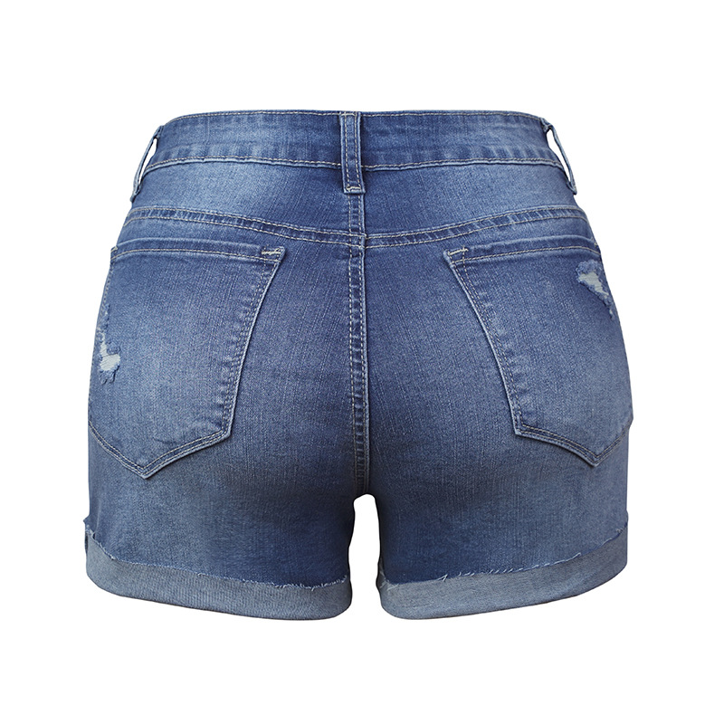2021 New Super Hot Amazon Explosions Elastic Ripped Women Denim Shorts ebay Explosions wish