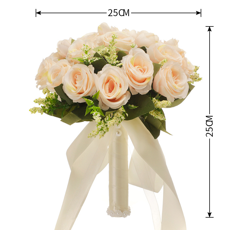 Artificial champagne rose bridal bouquet wedding bridal hands take small bunches wedding shooting bouquets