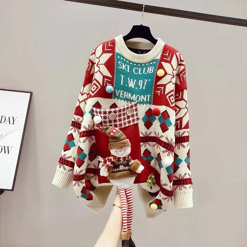 Red sweater women's clothing autumn and winter thickened mid-length 2023 New Coat New Spring Festival festive rabbit year birth year fashion
