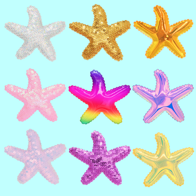 Heart Tian Cute Princess Starfish Hairpin Summer Children Rainbow Sequins Duckbill Clip Star Clip Jewelry Supply_voghion.com