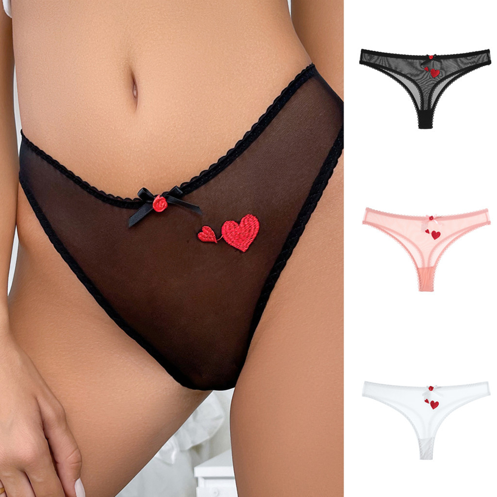 Cross-border for Europe and the United States transparent briefs ladies underwear embroidery cute mesh lace sexy underwear supply