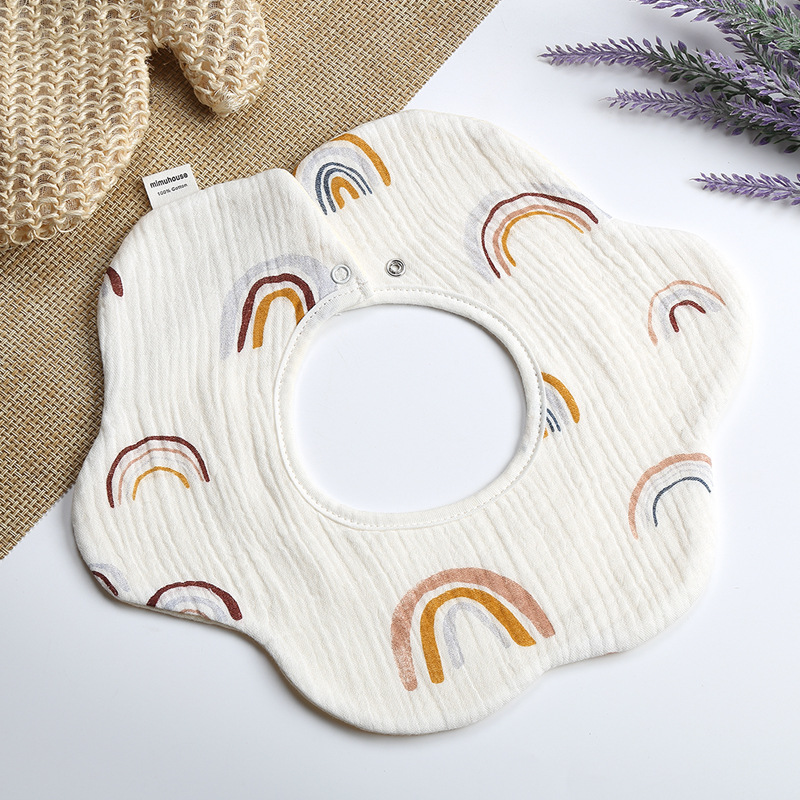Four seasons cotton 6-layer gauze bib baby saliva towel 360 degree rotatable anti-spitting bib baby saliva pocket