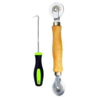 Wooden pressure wheel hook tool set solid wood handle double-headed metal screen window pressure wheel screen window pressure strip puller