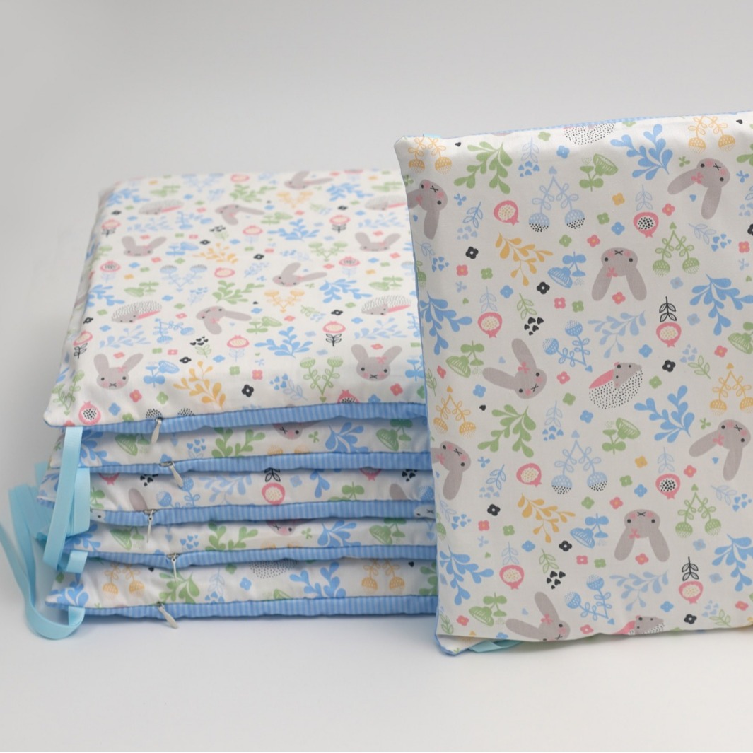 Baby bed baby bedding kit cartoon cotton anti-collision guardrail blue rabbit 30*30*6 removable