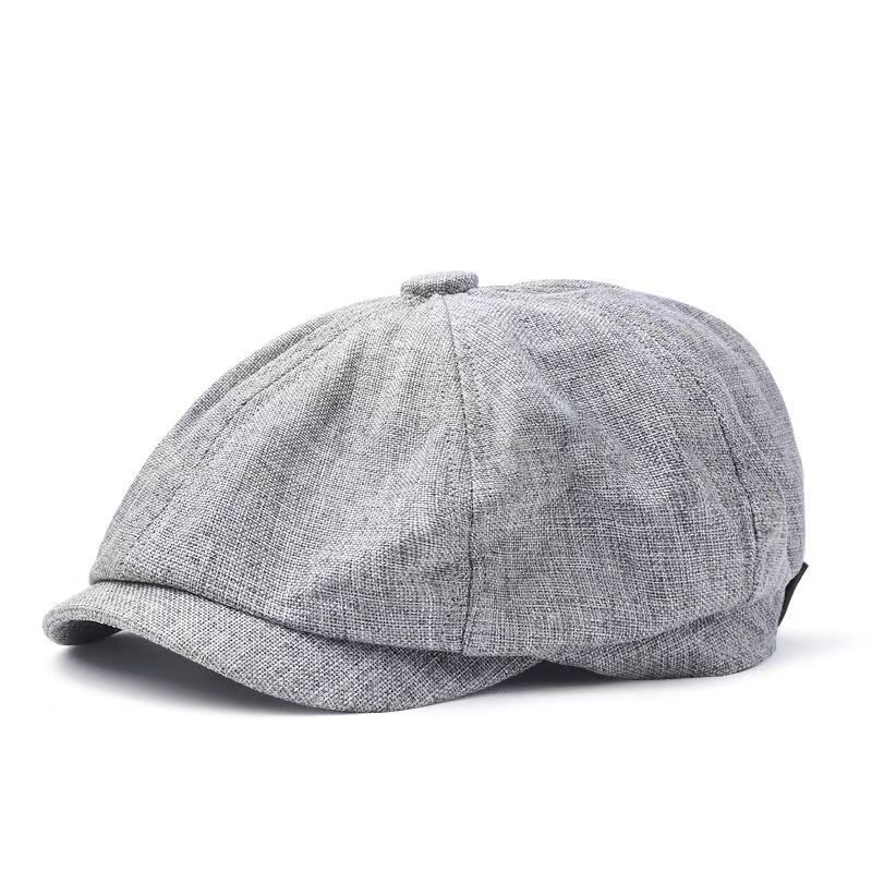Hat men's octagonal cap spring and summer thin linen breathable cap men's retro casual beret painter's cap