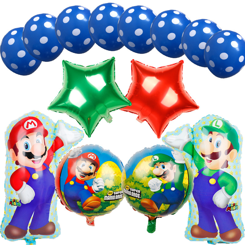 Cross-border Mario aluminum balloon modeling Mario theme birthday game toy layout party decoration aluminum foil
