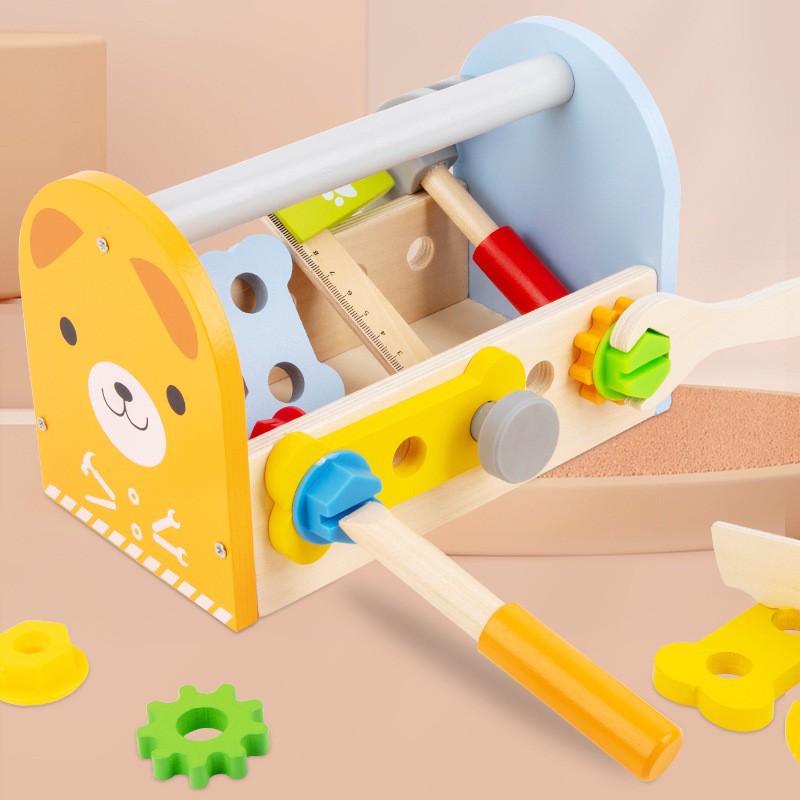 Children's early education over 3 years old tool basket screw combination maintenance disassembly men's and women's toolbox educational wooden toys