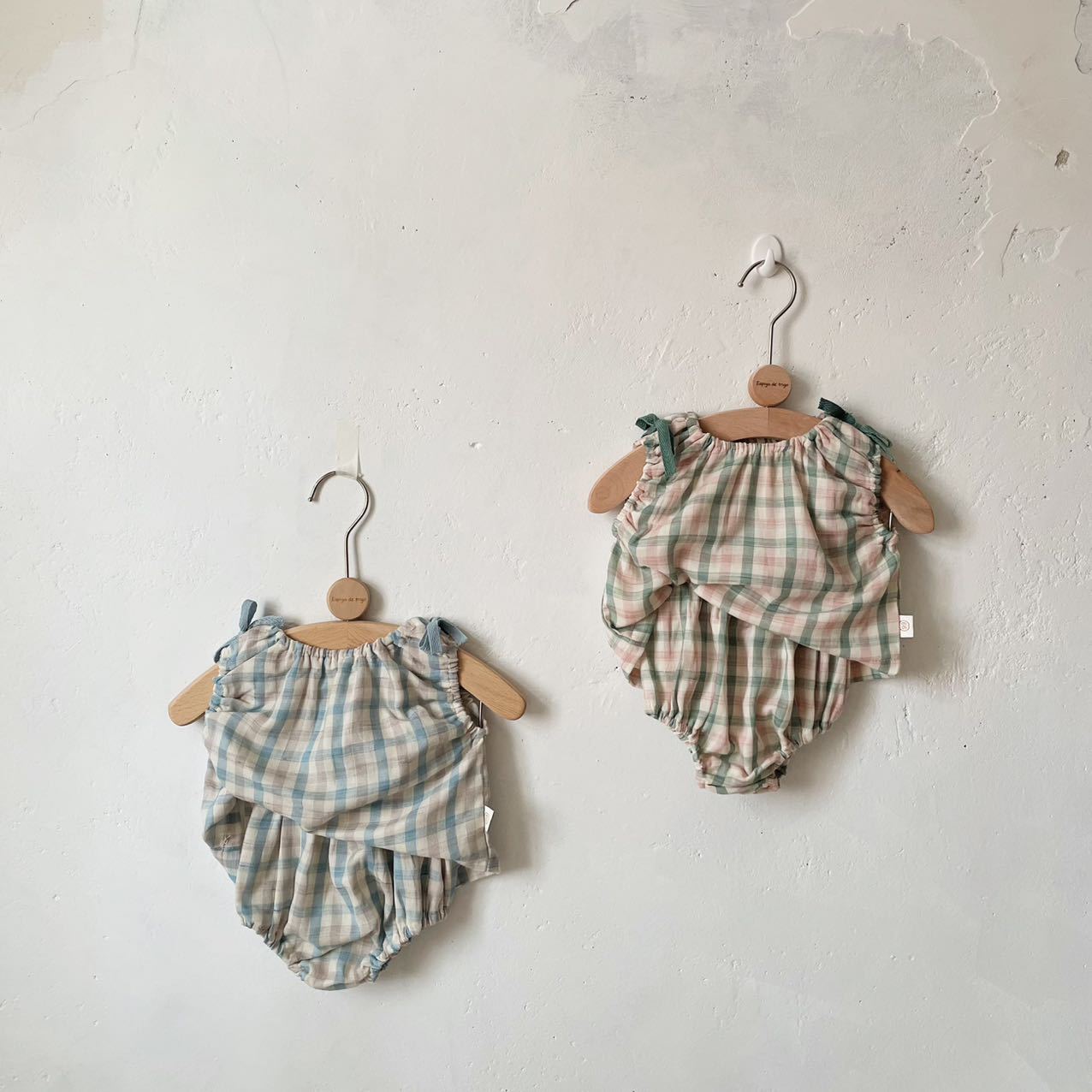 INS Summer Baby Color-matched Plaid Vest Shorts Set Two-piece Set for Boys and Girls Baby Going Out