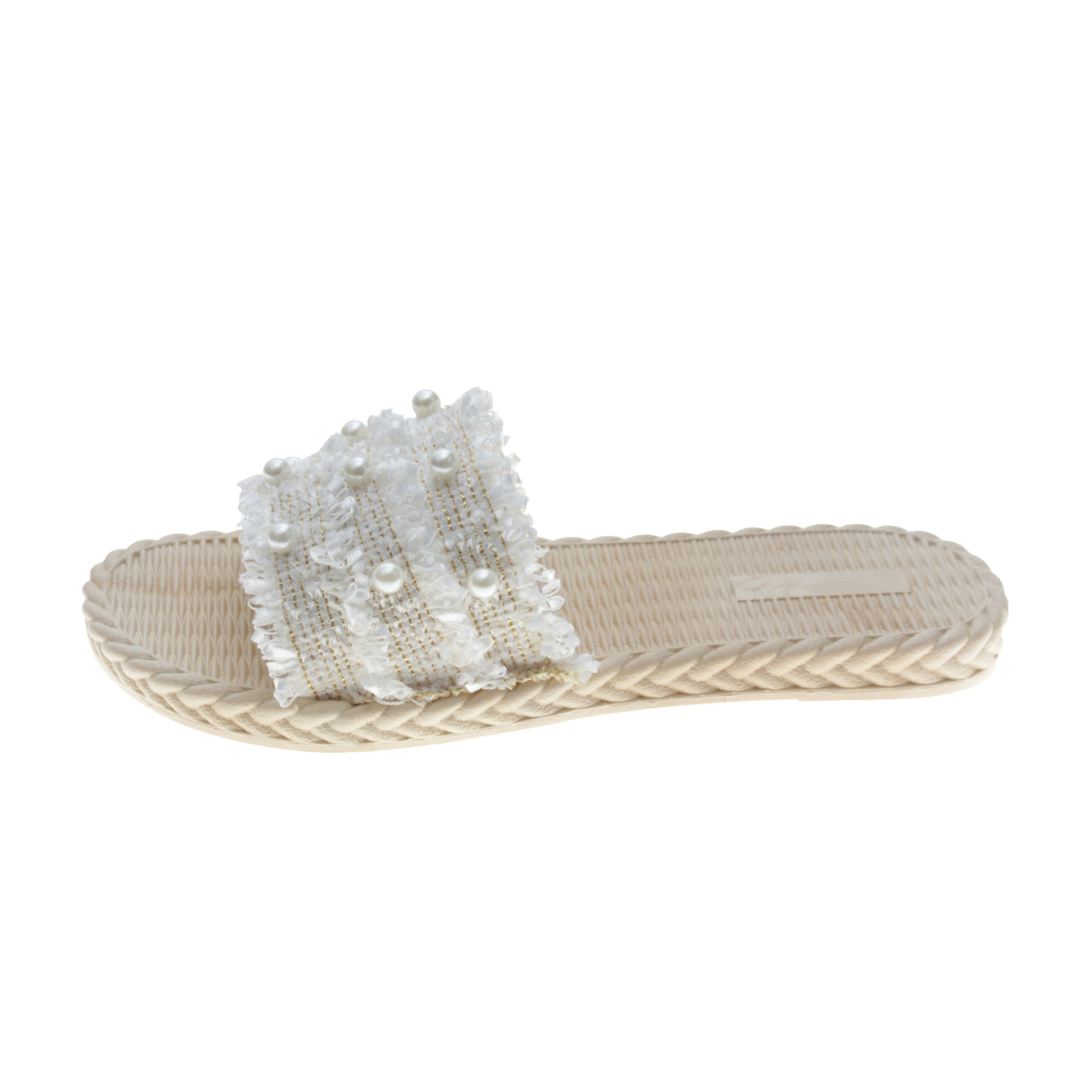 Summer 2024 New All-match Sweet Slippers Small Chanel Style Slides Small Pearl Flat Beach Sandals for Women