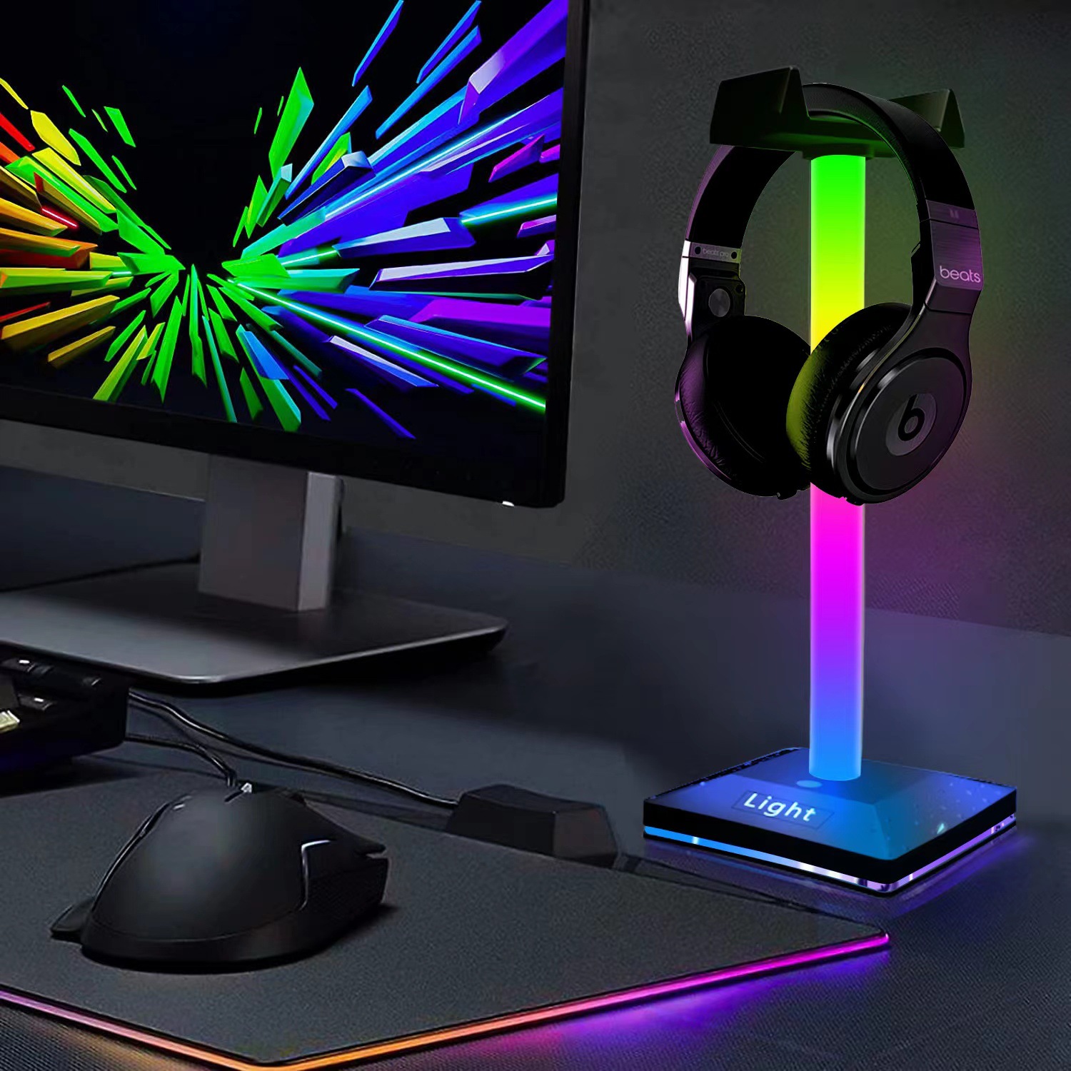 Desktop Atmosphere Light Headset Bracket Magic Color 2811 Built-in IC Electric Competition Atmosphere Light Magic Color