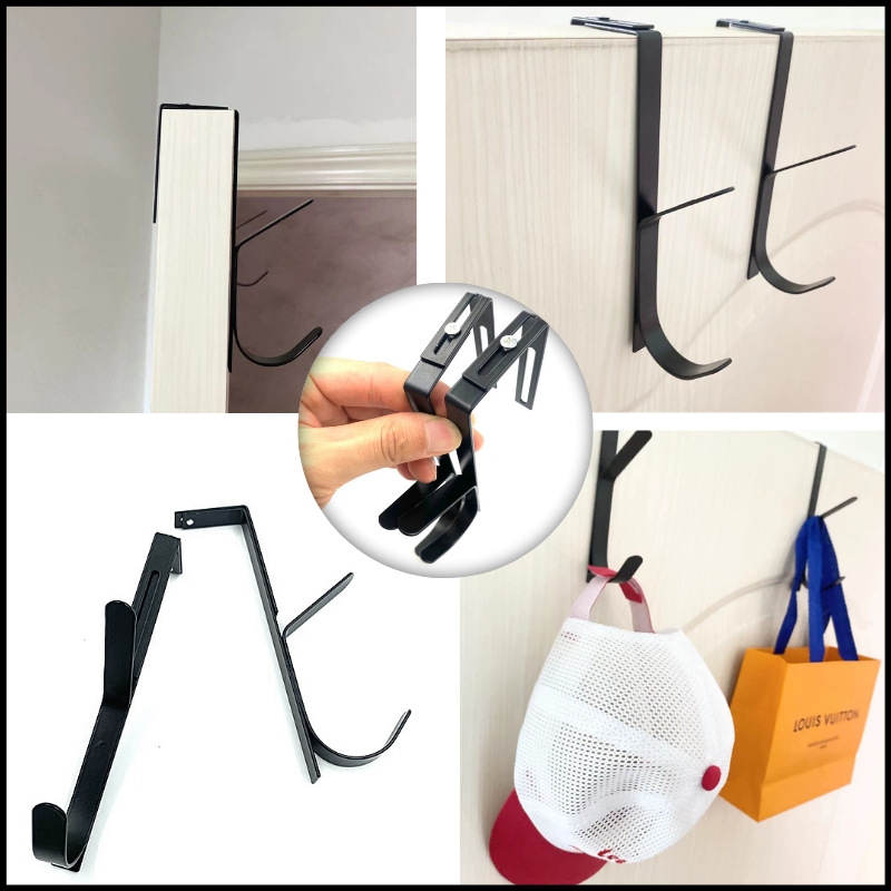 Amazon hot selling adjustable compartment hook black double-layer door back Hook, suitable for compartment door panel hook