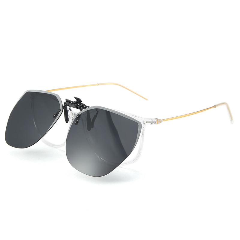 New Style Turnable Sunglasses Clip-type Glasses Rimless Lightweight Polygonal Men's and Women's Sunglasses Night Market Glasses Clip
