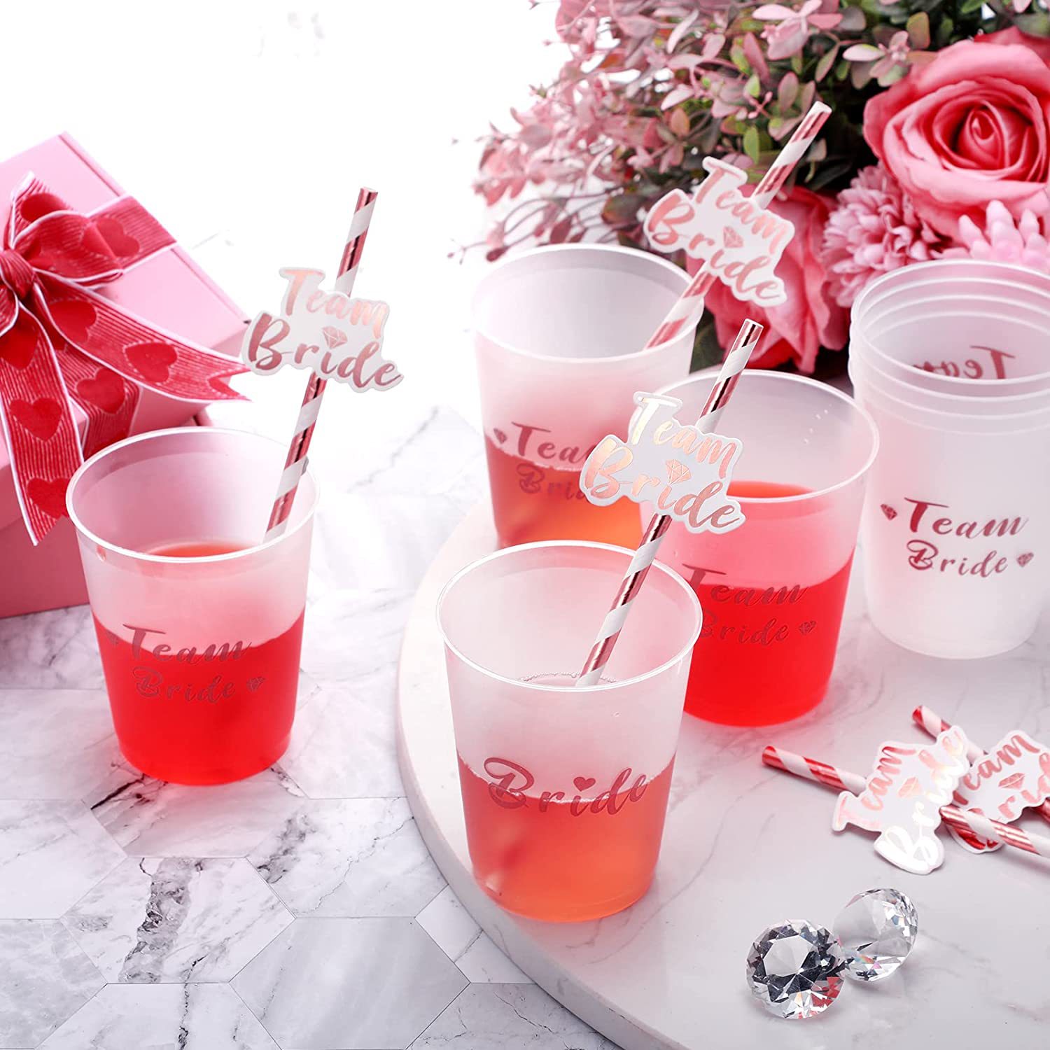 Bachelorette Cup Team Bridal Cup Rose Gold Printing For Wedding Bridal Gifts Engagement Party Decoration