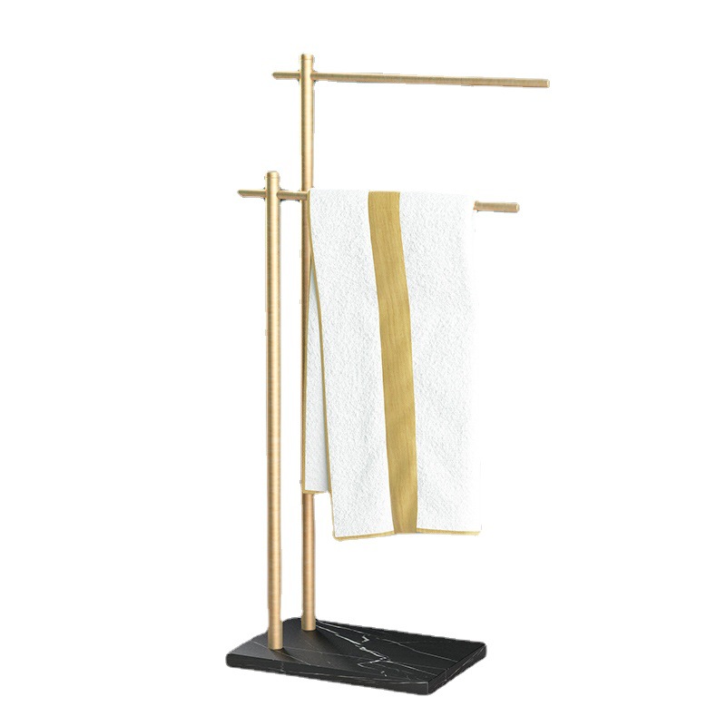 Light Luxury Marble Bath Towel Rack Toilet Floor-type Bath Side Towel Rack Movable Double-layer Bathroom Rack