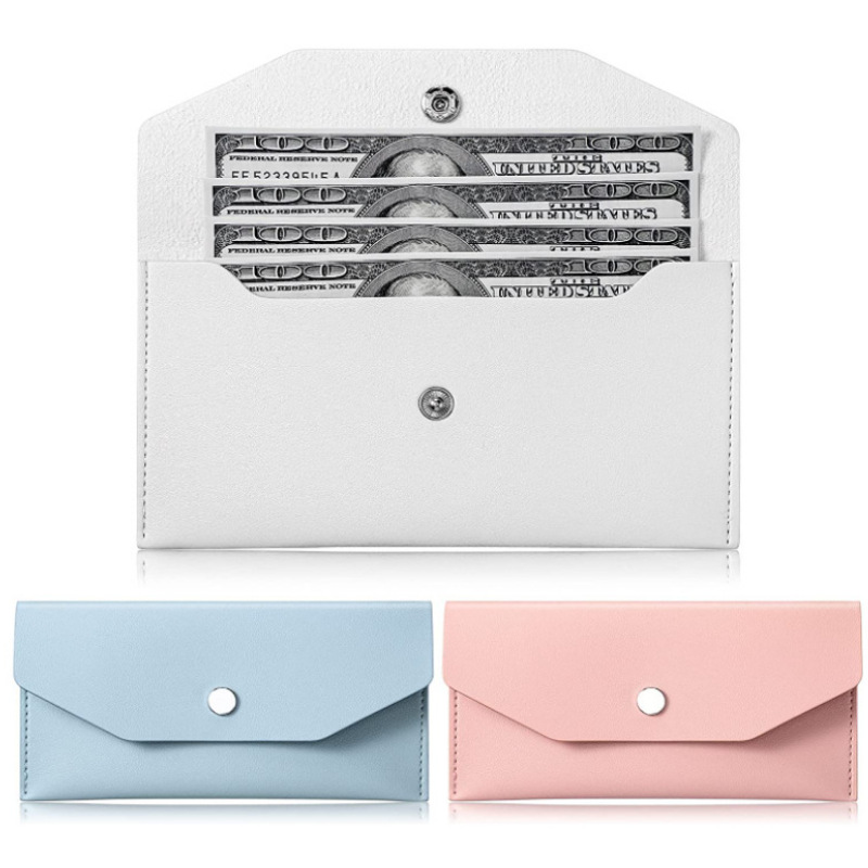 In stock envelope card holder card bag set PU leather cash money bag rectangular hand Lady wallet