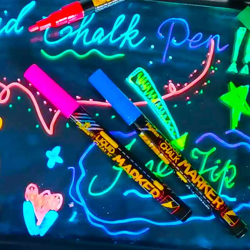 Cross-Border LED electronic highlighter water-based wettable liquid chalk 8-color milk tea shop advertising board luminous light board pen
