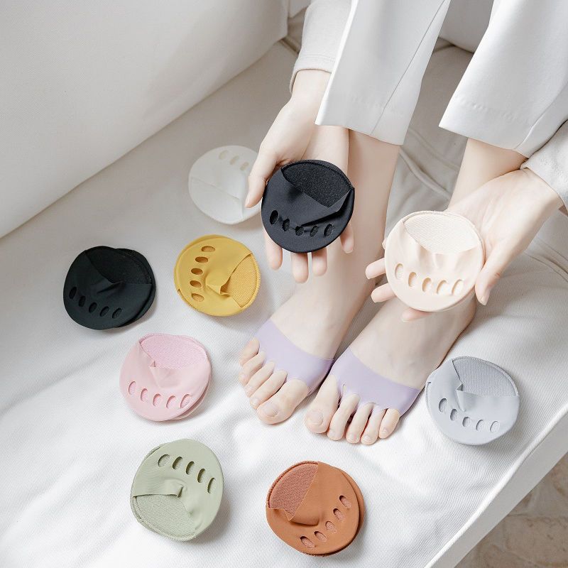 Cross-border wholesale front foot pad high heels half-palm socks summer thin arbitrary cut sponge pad invisible socks five-finger socks