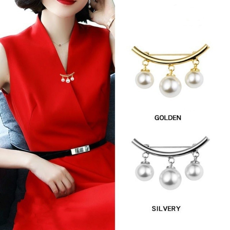 Temu Hot Sale Anti-running Brooch Collar Simple Pearl Small Pin Elegant High-end Fixed Clothes Pin Accessories