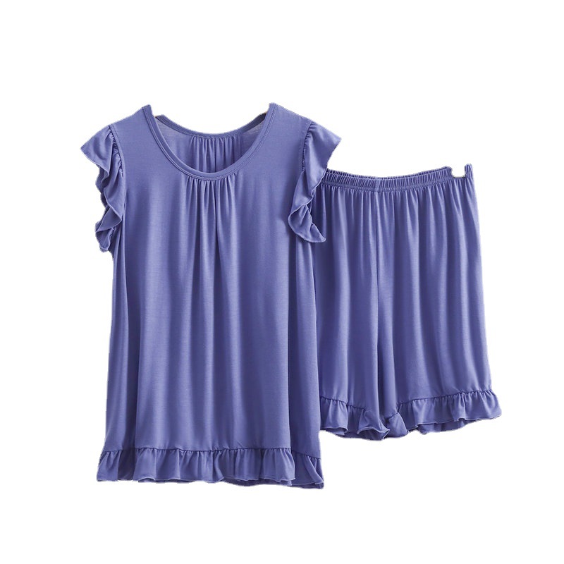 Modal Lace Vest Shorts Pajamas Women's suit Ear-Edge Home Clothes Loose Thin Summer Two-Piece Set