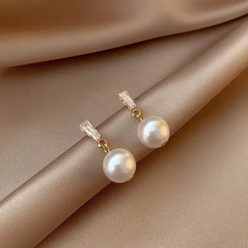 S925 Silver Needle Light Luxury Zircon Pearl Earrings Elegant All-match Fashion Earrings Light Luxury High-end Earrings Earrings