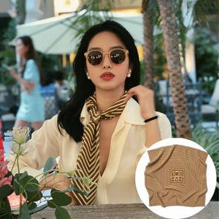 Yang Caiyu Same Style 70 Small Square Scarf Silk Scarf Women's Spring and Summer Stylish Fashion ins French Style Retro Hairband Long Scarf