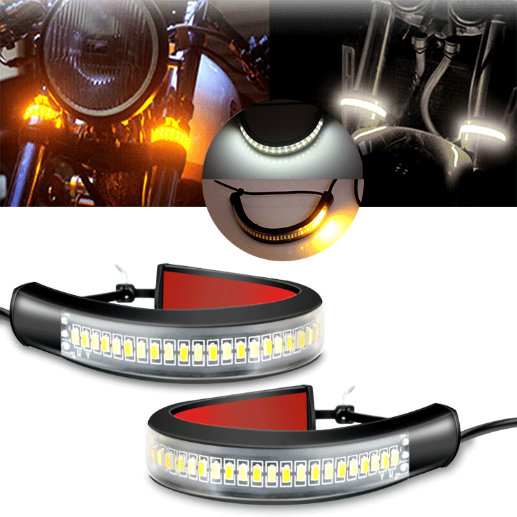 36LED motorcycle light bar white yellow double color shock absorber light bar brake signal indicator light bar motorcycle streamer light