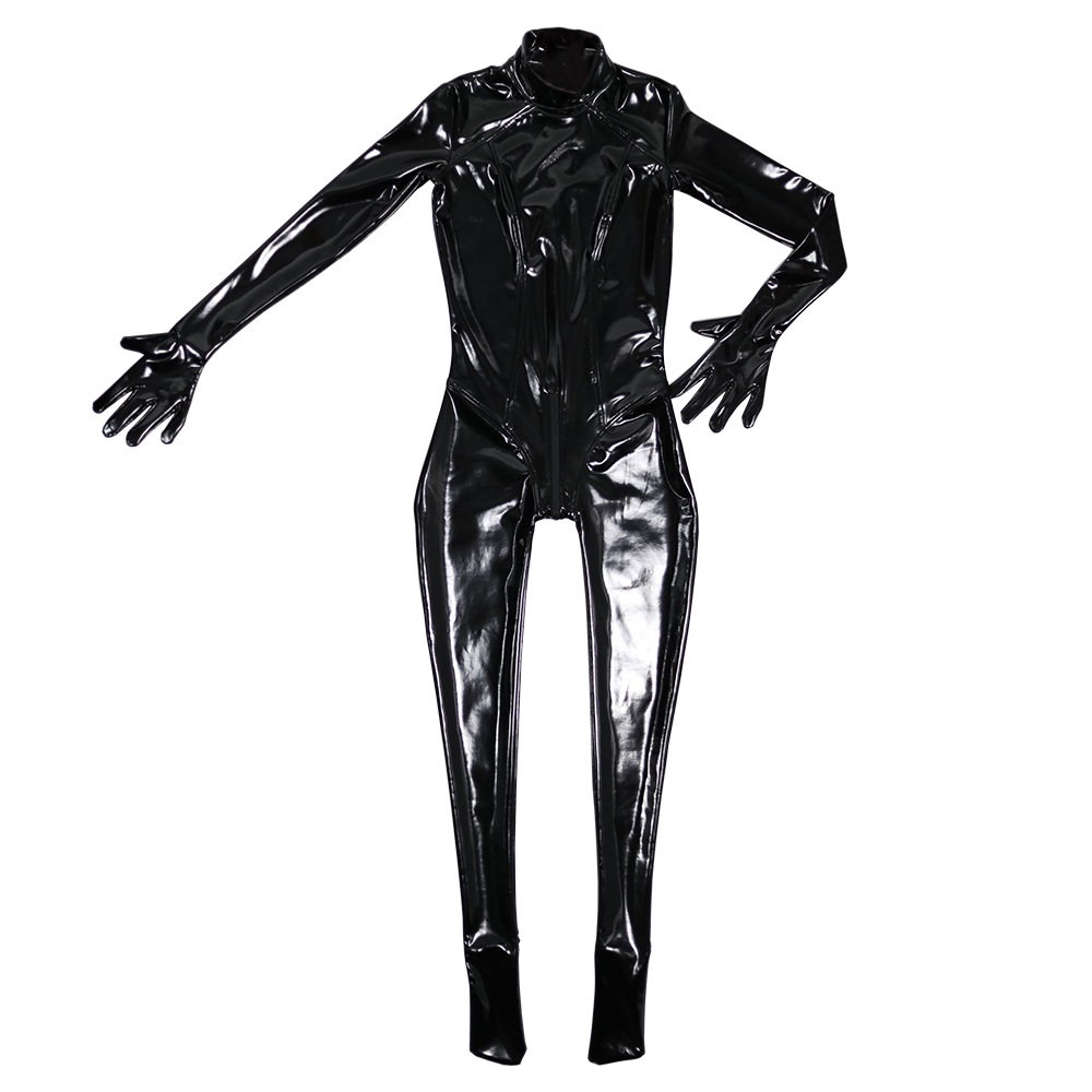 Charming color new trend triangular crotch high collar body sculpting jumpsuit GQ29 stage catwalk latex ammonia full coating